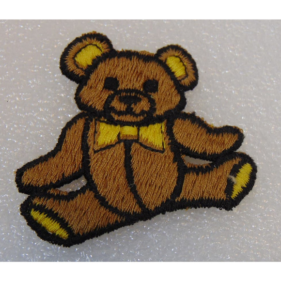 Teddy Bear Patch X 2 Bowtie 2" Sew On Designer Badge Embroidered Clothing Jacket - Picture 3 of 6